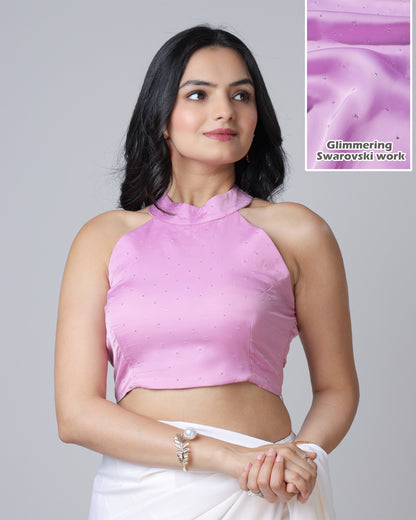 Classic Lilac Purple Svarovski Stone Work Blouse