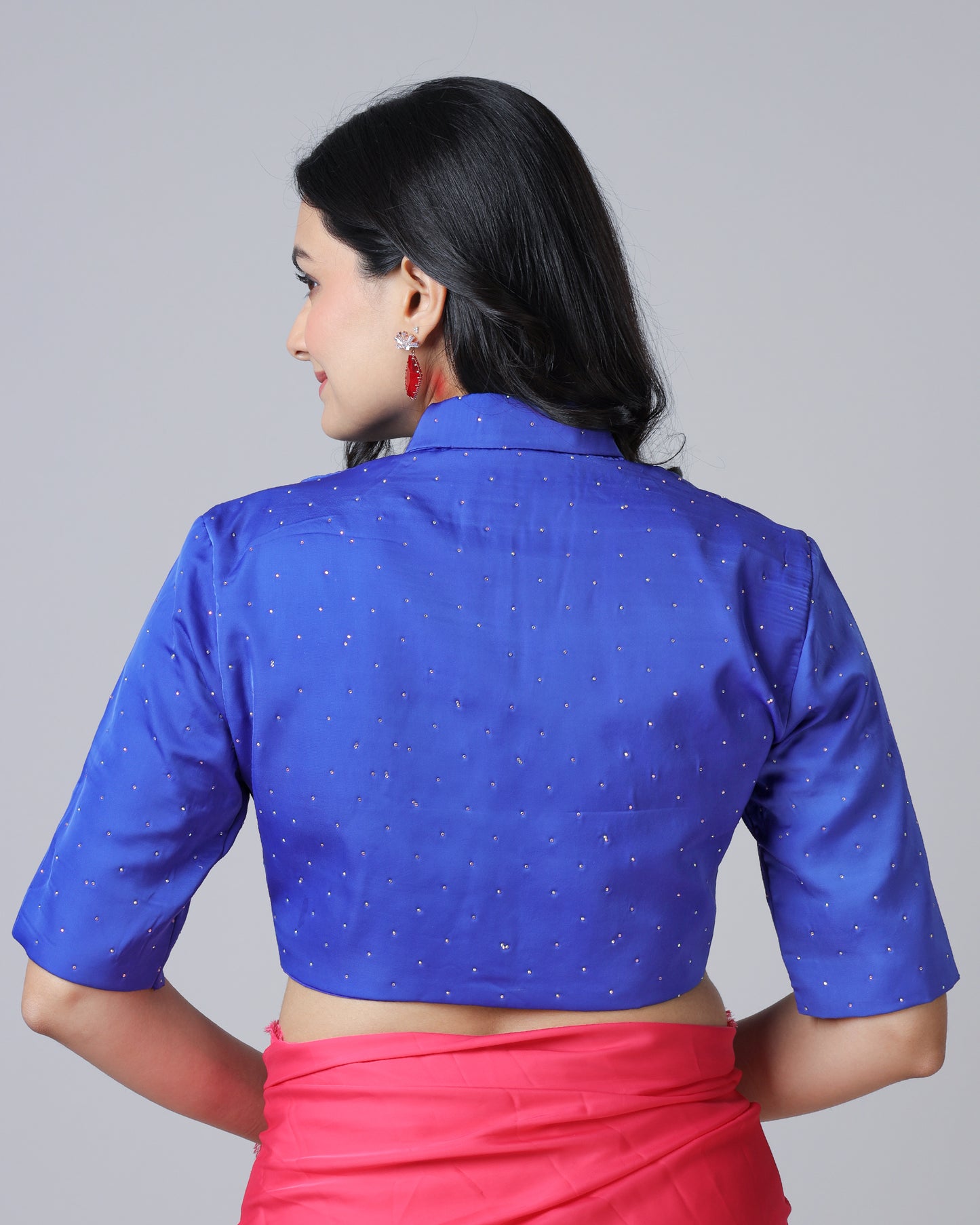 Classic Royal Blue Swarovski Stone Work Blouse