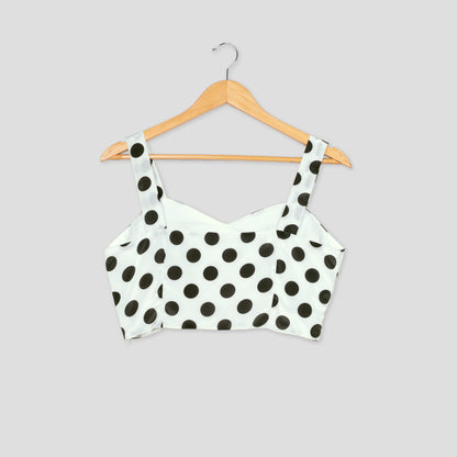 Trendy Polka Dots Black And White Sleeveless Blouse