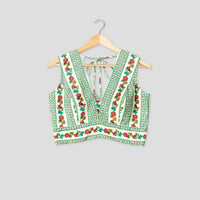 Mugal Print Sleeveless Velvet Blouse