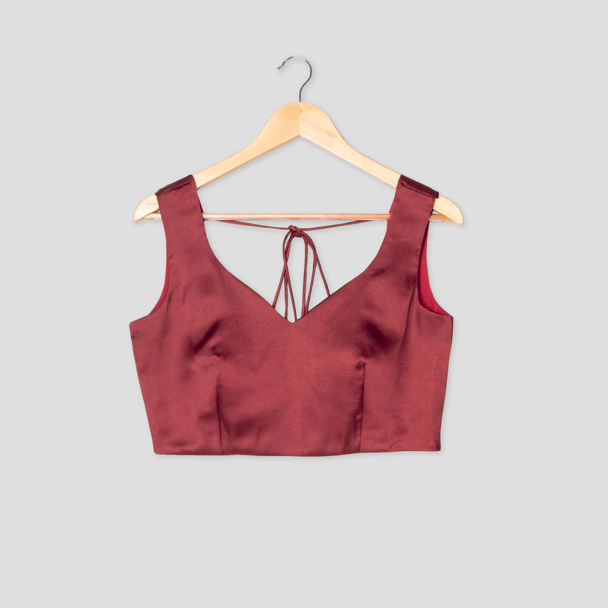 Plain Maroon Sweet Heart Neck Blouse