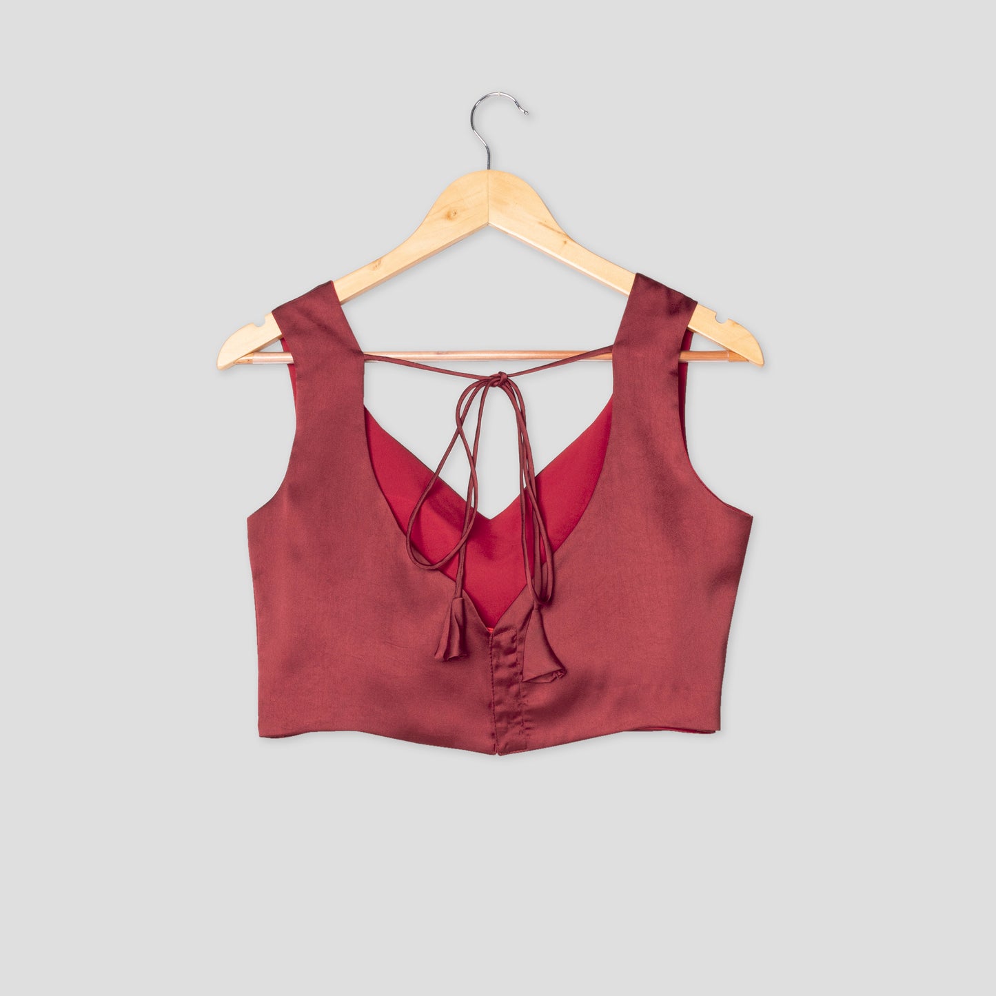 Plain Maroon Sweet Heart Neck Blouse