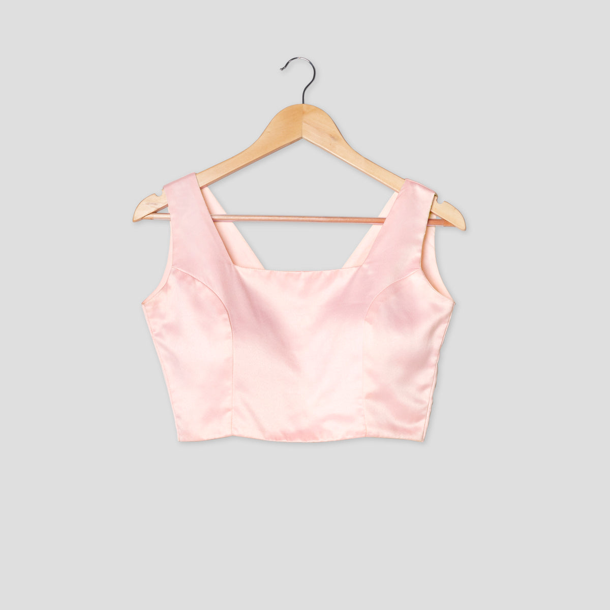 Plain Pink Square Neck Blouse