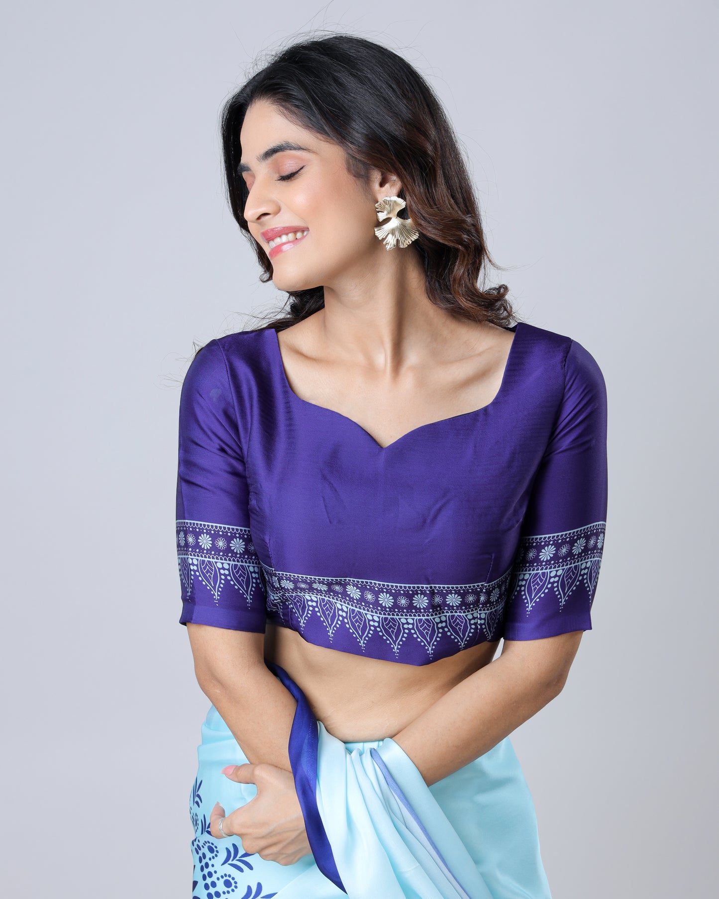 Royal Mandalaa Print Sweetheart Neck Blouse