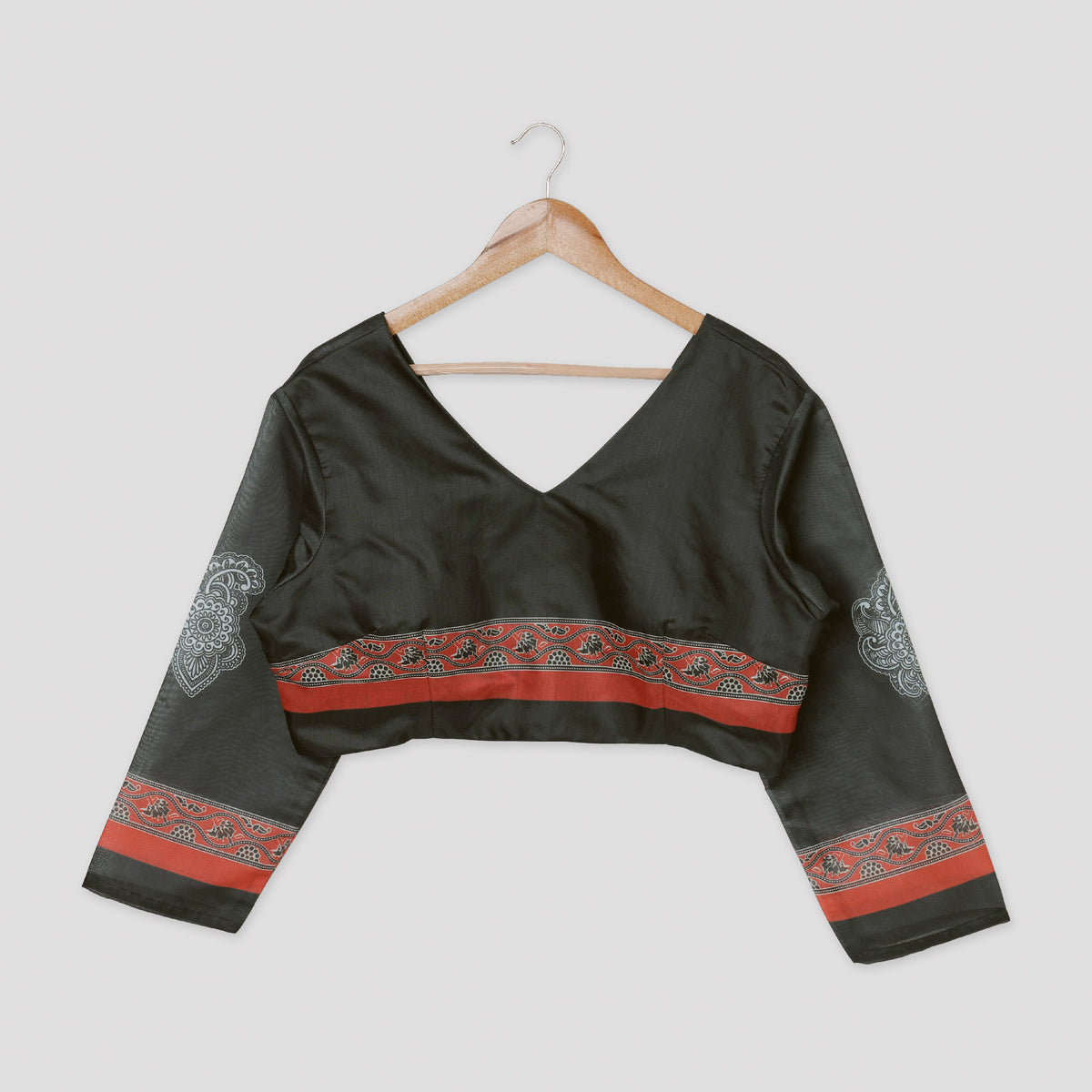 Beautiful Ajarakh Print Full Sleeve Chanderi Blouse