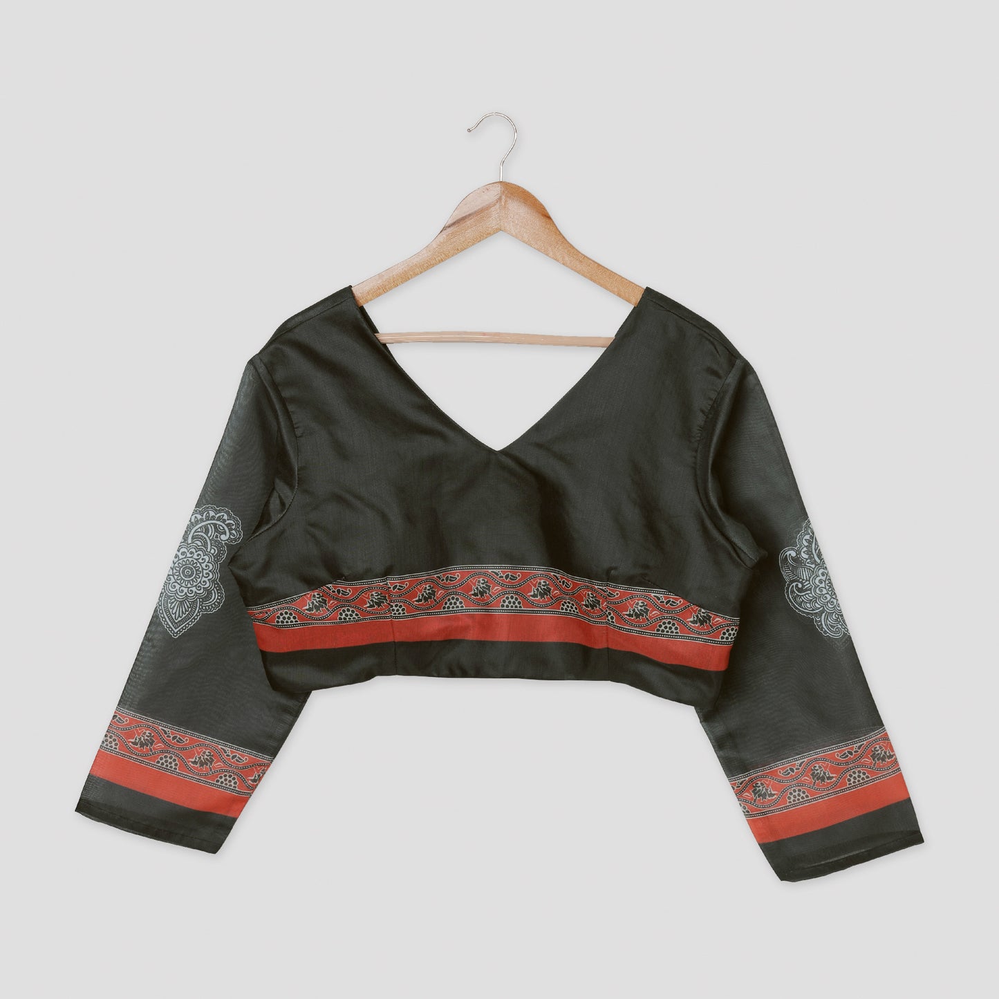 Beautiful Ajarakh Print Full Sleeve Chanderi Blouse