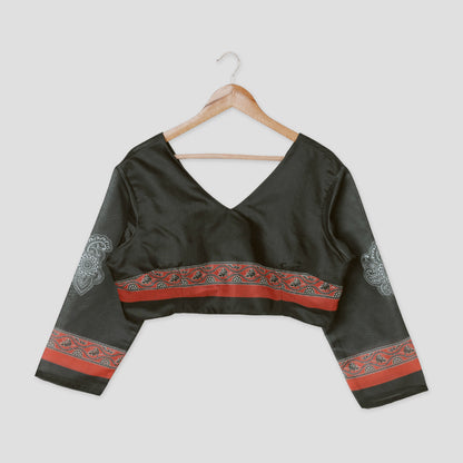 Beautiful Ajarakh Print Full Sleeve Chanderi Blouse