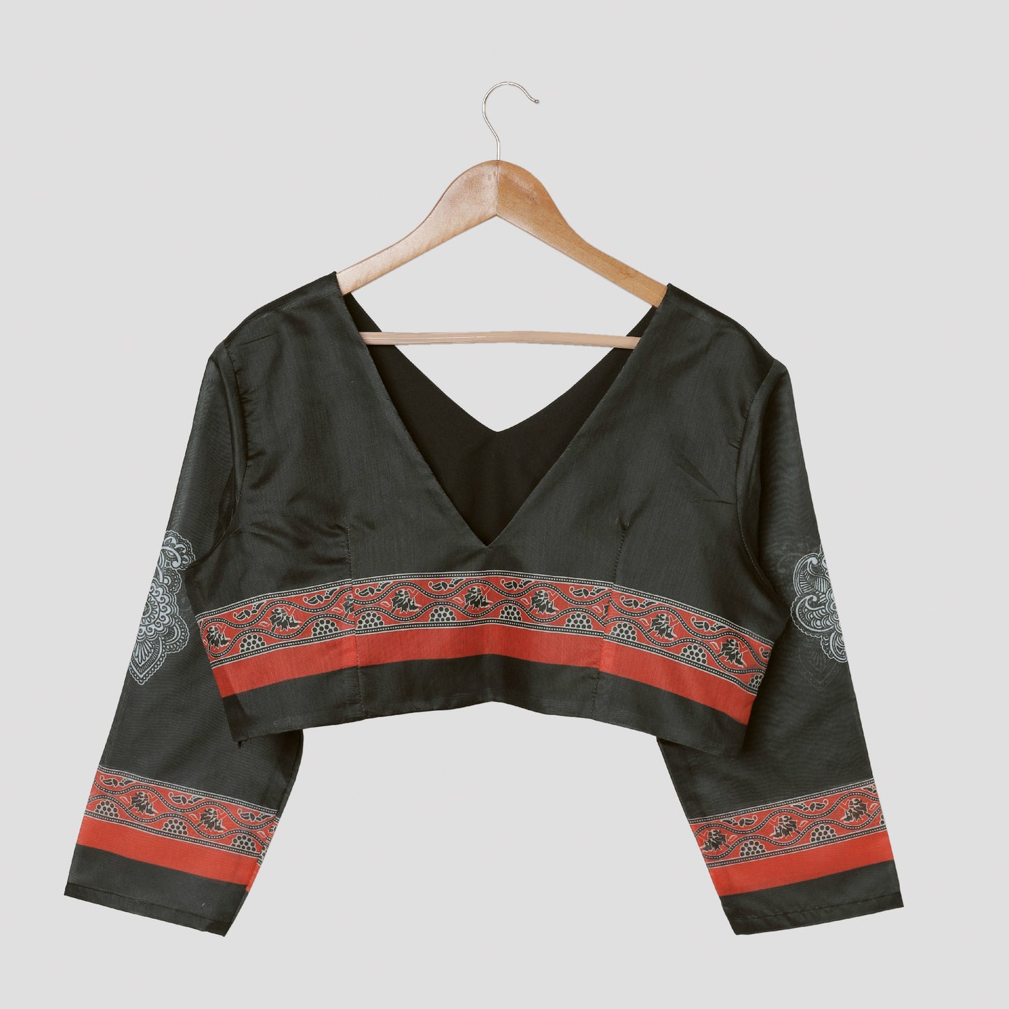 Beautiful Ajarakh Print Full Sleeve Chanderi Blouse