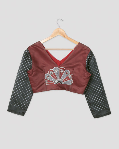 Exclusive Color Block Polka Dots Chanderi Blouse