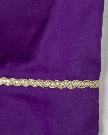 Midnight Purple Plain Lace Work Cotton Blouse