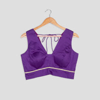 Midnight Purple Plain Lace Work Cotton Blouse