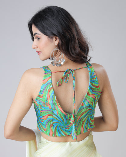 Trendy Feather Sweetheart Neck Sleeveless Blouse