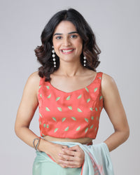 Seamless Leaf V Neck Sleeveless Blouse