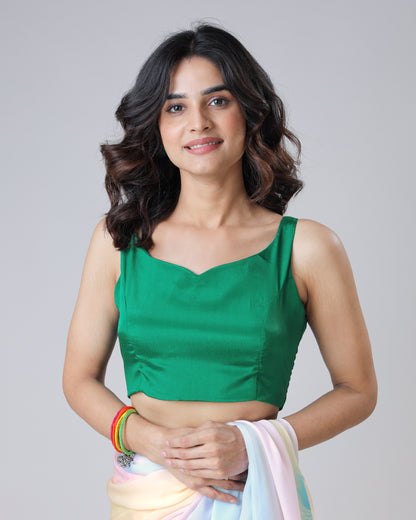 Classic Pine Green V Neck Sleeveless Blouse