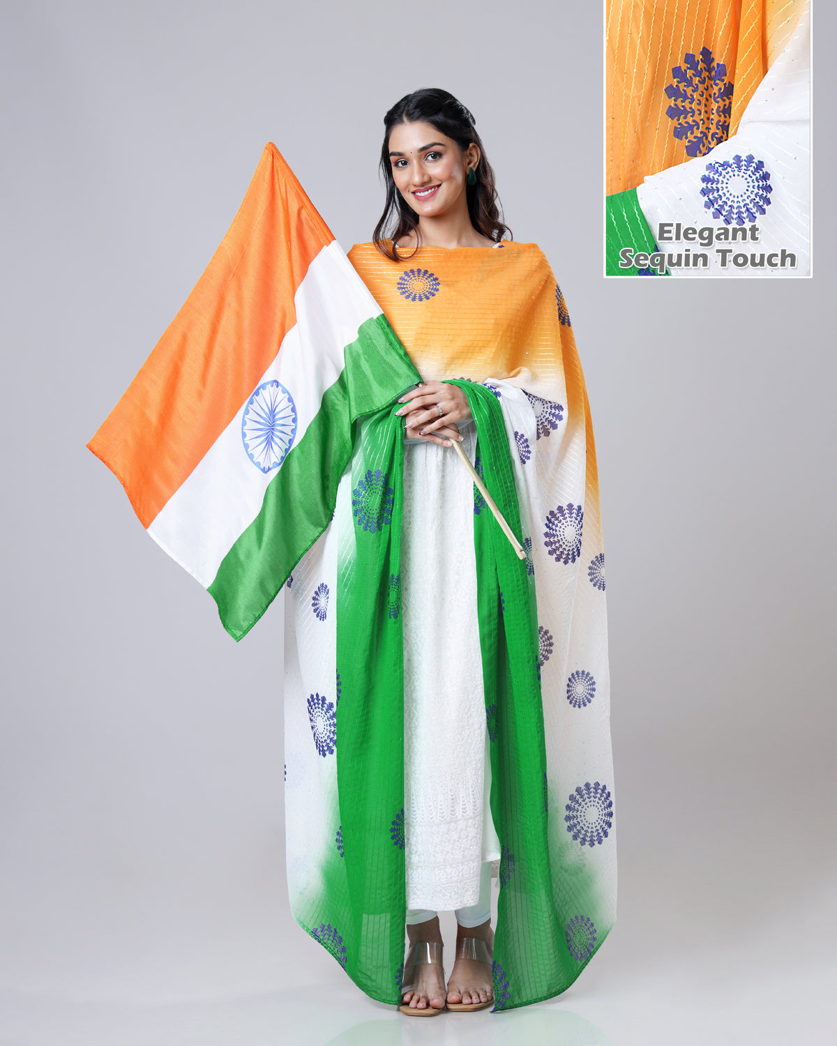 Pride of India Tricolor Shine Dupatta