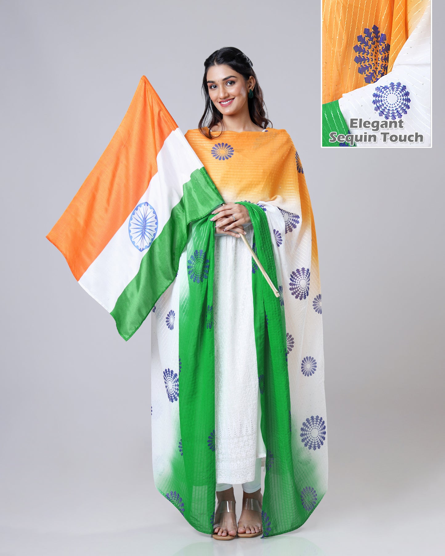Pride of India Tricolor Shine Dupatta