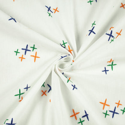 Threads of Freedom - Tricolor Embroidery Threadwork Plain Pure Cotton Fabric