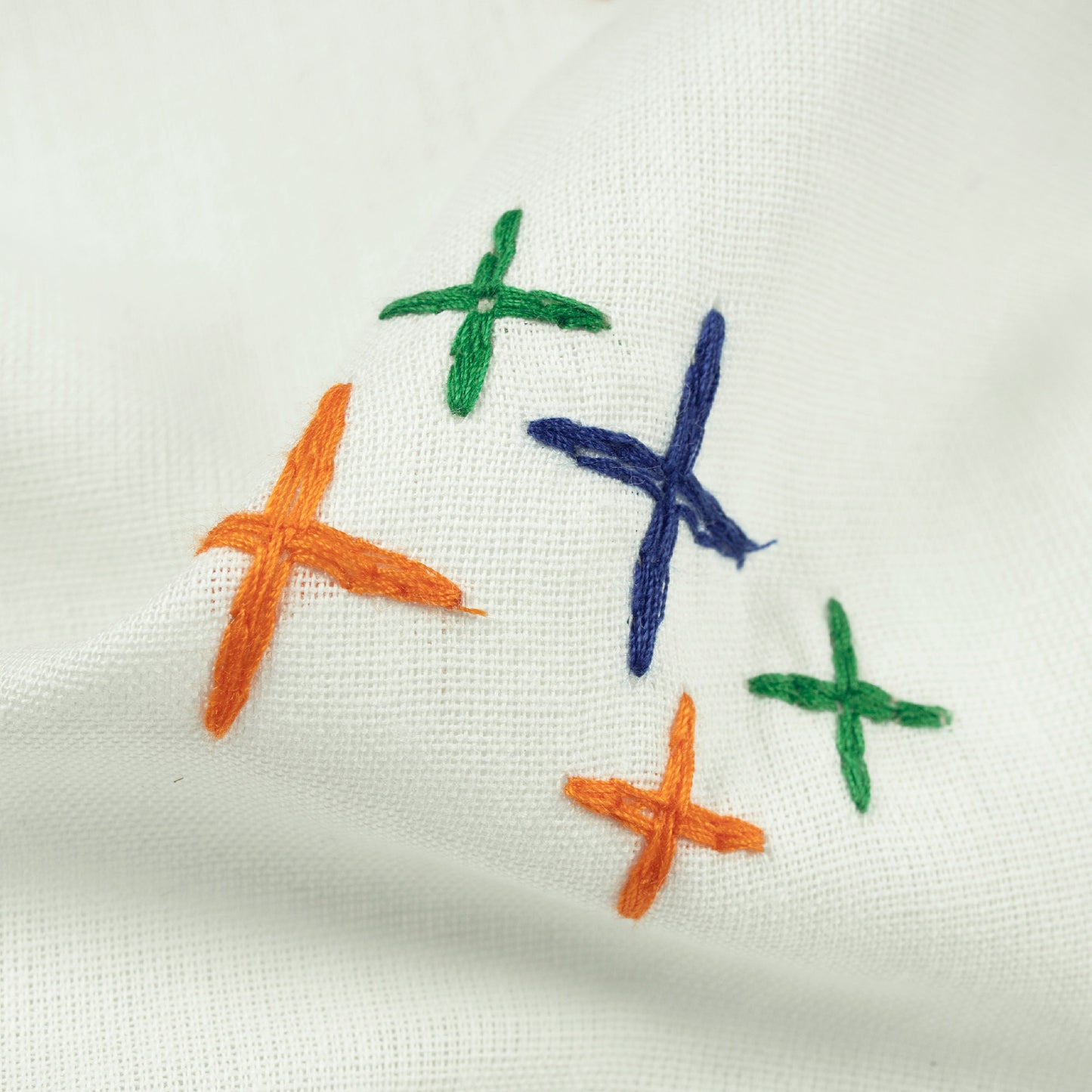 Threads of Freedom - Tricolor Embroidery Threadwork Plain Pure Cotton Fabric