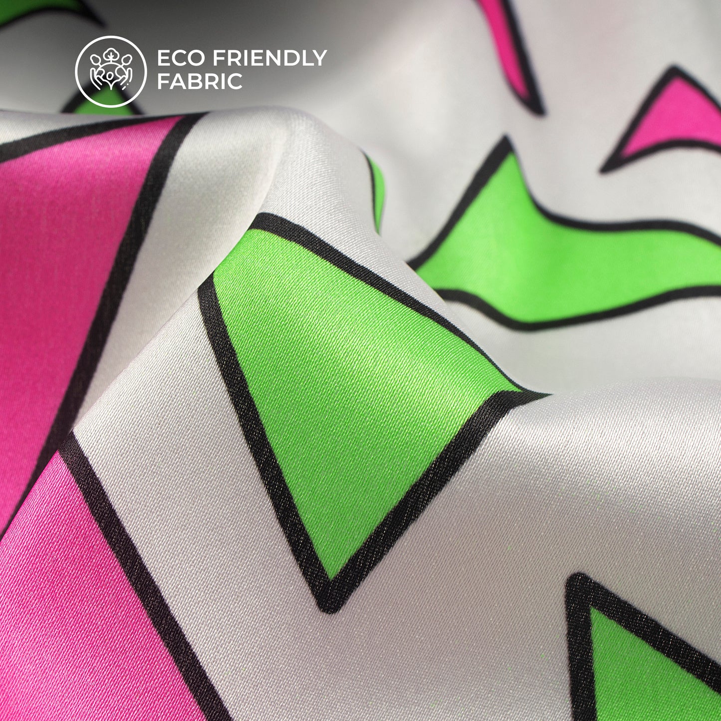 Neon Delight: Stunning Digital Print Japan Satin Fabric