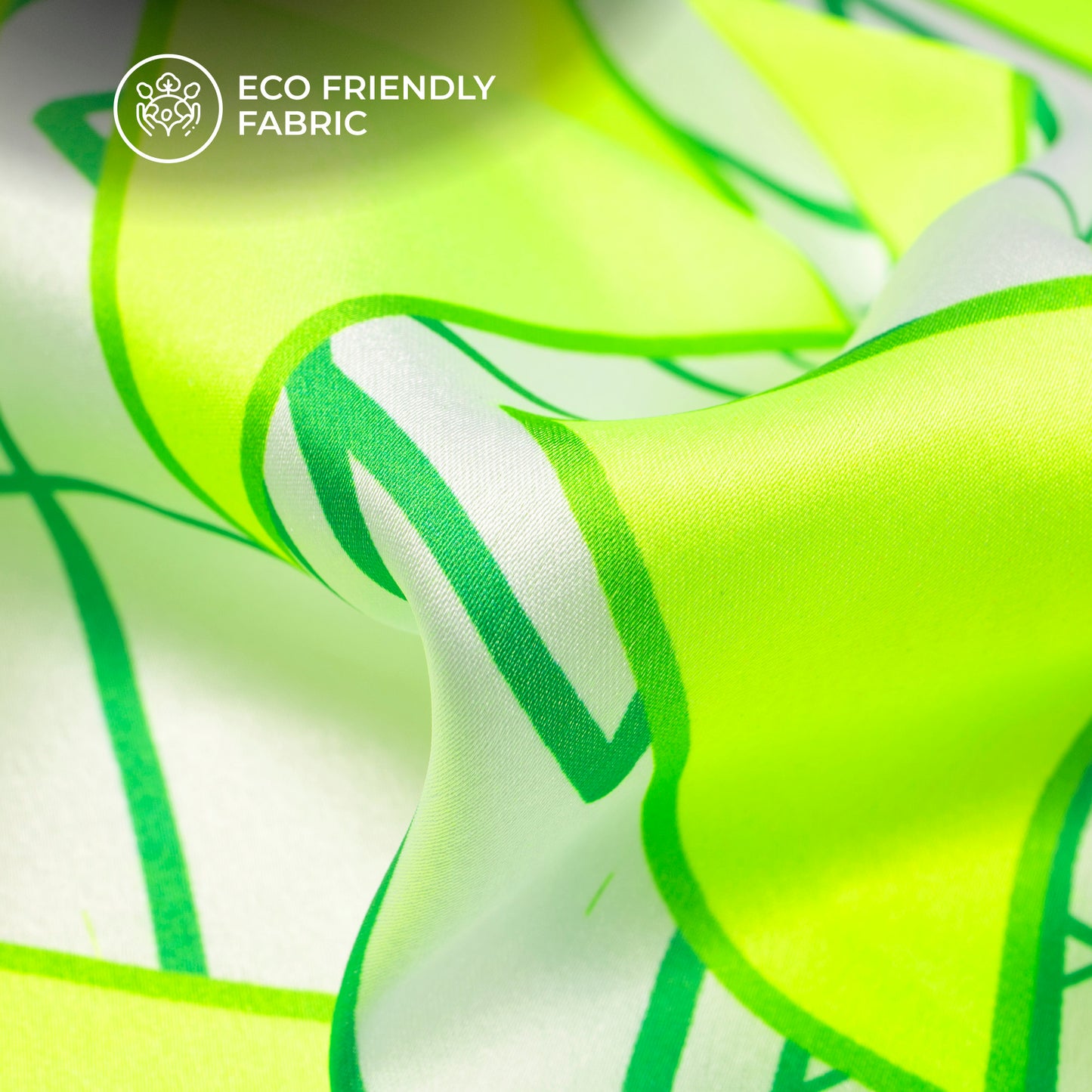 Neon Glow-Up: Vibrant Digital Print Japan Satin Fabric