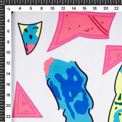 Neon Blooms: Colorful Digital Print Japan Satin Fabric