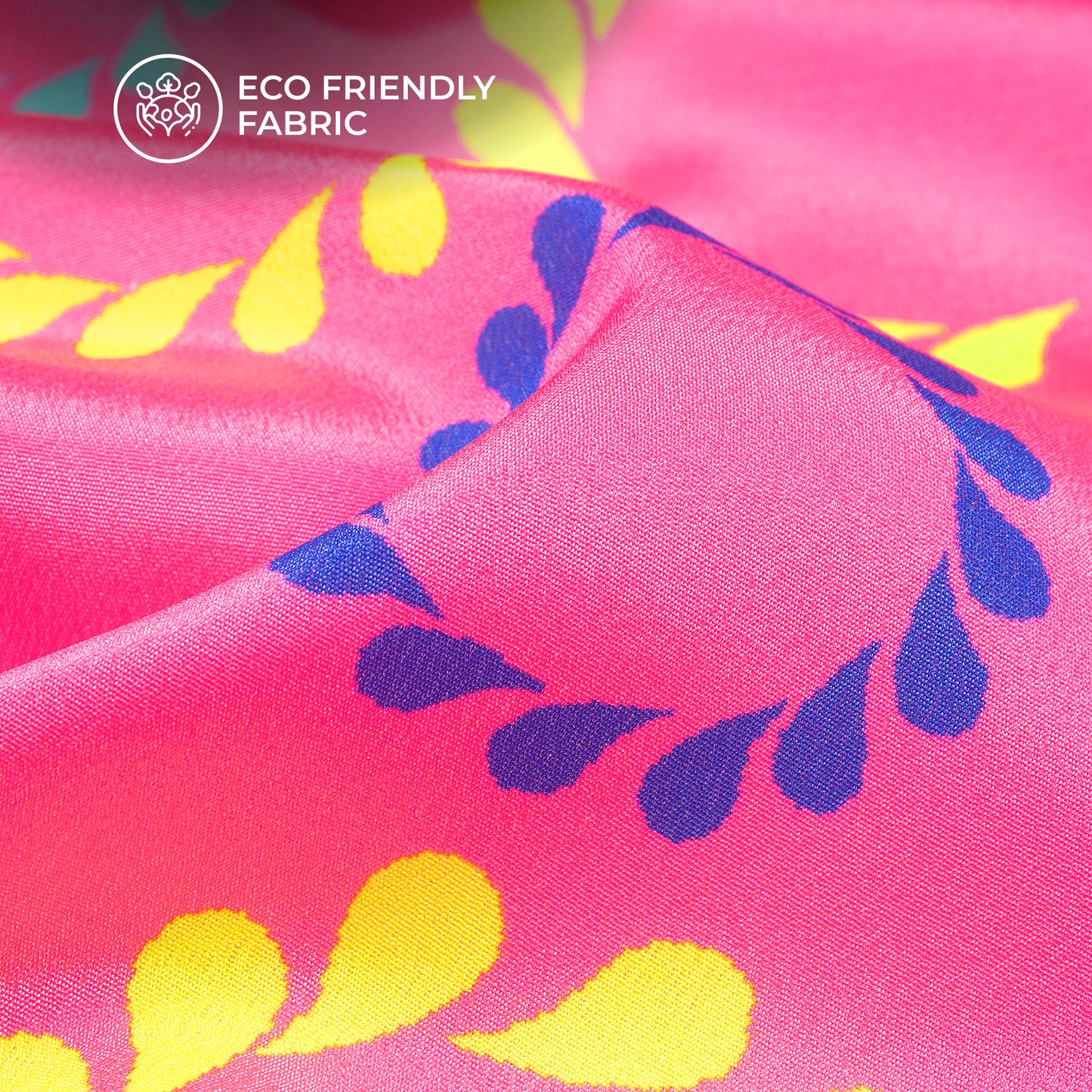 Neon Twilight: Enchanting Digital Print Crepe Silk Fabric