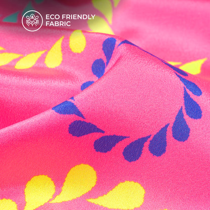 Neon Twilight: Enchanting Digital Print Crepe Silk Fabric