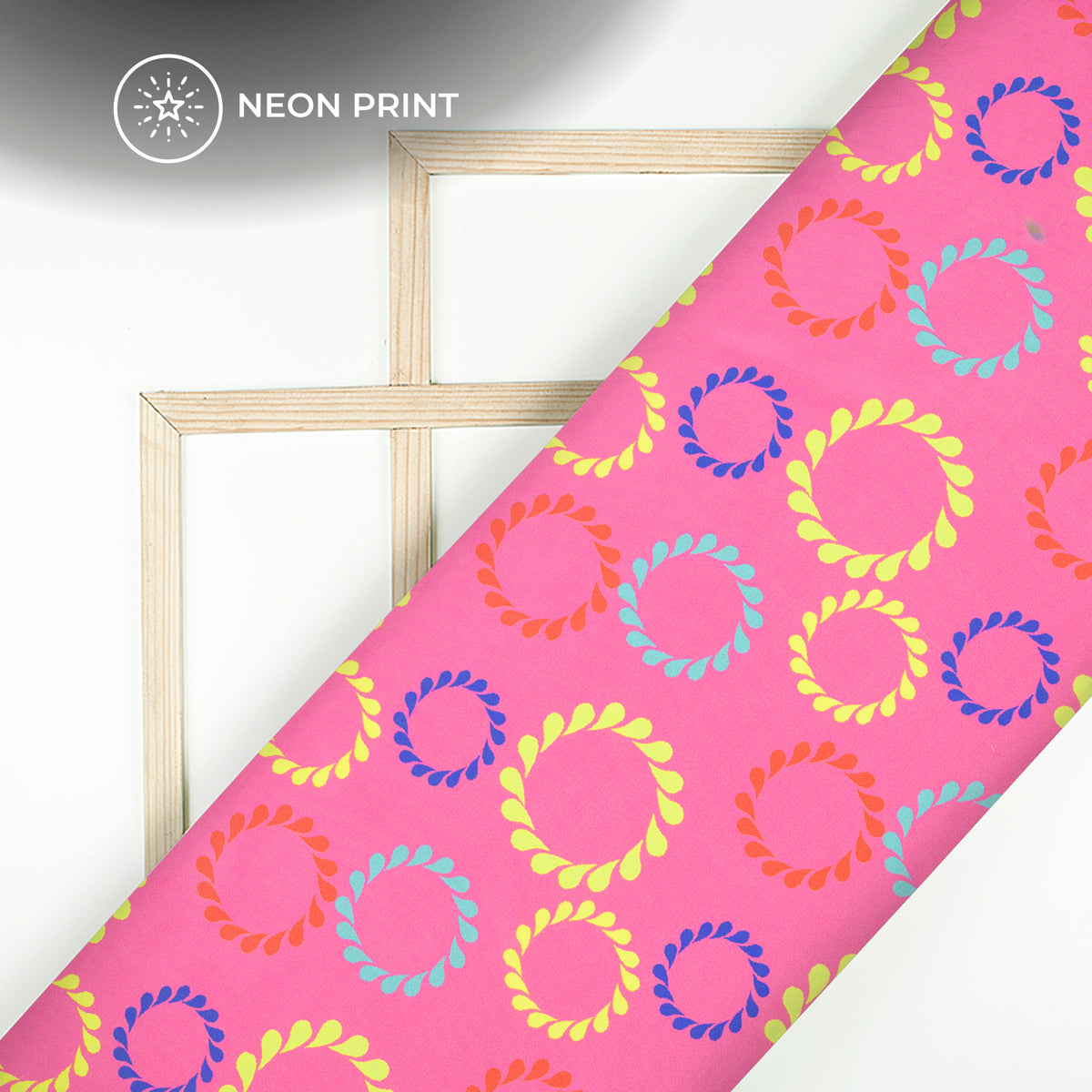 Neon Twilight: Enchanting Digital Print Crepe Silk Fabric