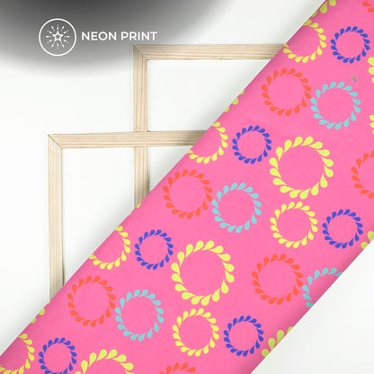 Neon Twilight: Enchanting Digital Print Crepe Silk Fabric