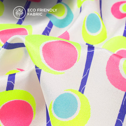 Neon Fantasy Bloom: Artistic Digital Print Crepe Silk Fabric