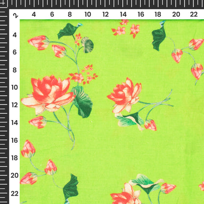 Blossoming Beauty: Exquisite Floral Digital Print Cotton Cambric Fabric