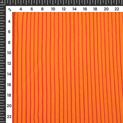 Classic Apricot Orange Plain Pleated Imported Satin Fabric