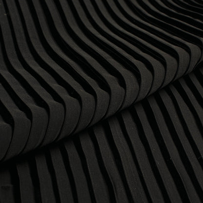 Classic Black Plain Pleated Imported Satin Fabric