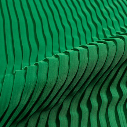 Classic Green Plain Pleated Imported Satin Fabric
