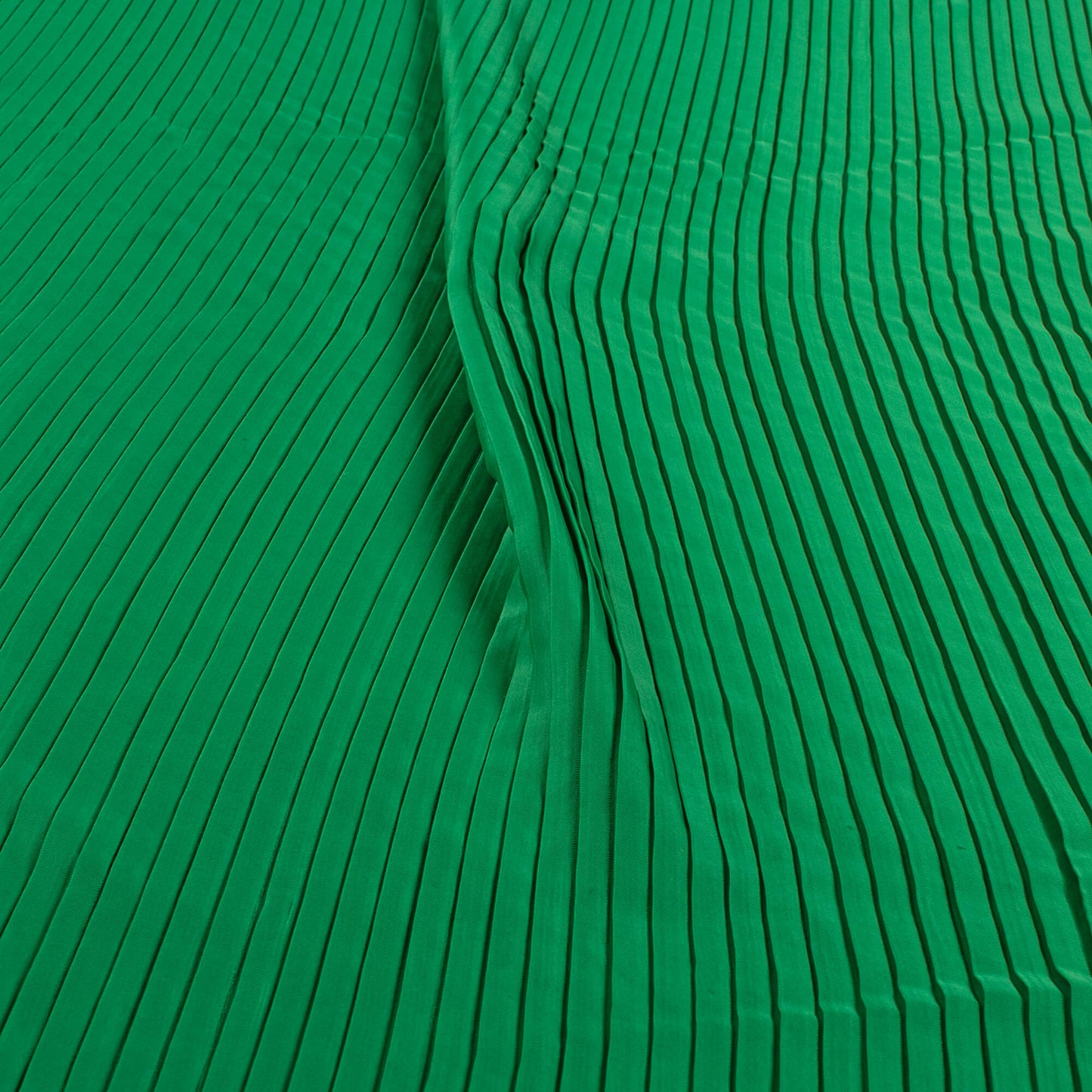 Classic Green Plain Pleated Imported Satin Fabric