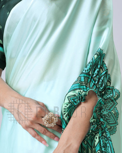 Electric Blue Mandalaa Print Freehand Mandalaa Pattern Saree