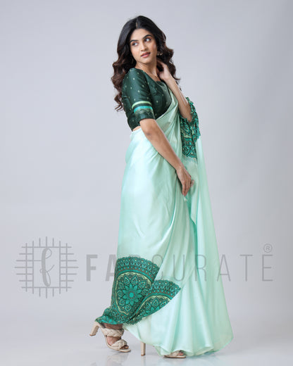 Electric Blue Mandalaa Print Freehand Mandalaa Pattern Saree