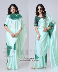 Electric Blue Mandalaa Print Freehand Mandalaa Pattern Saree