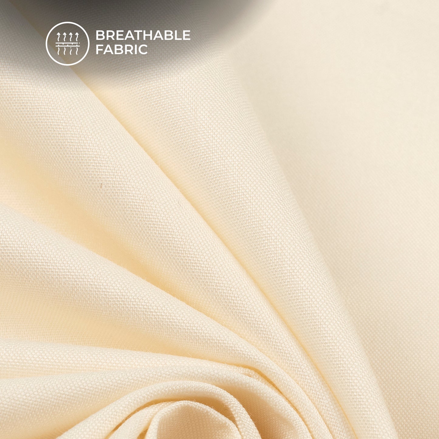 Bright Cream Plain Soft Touch Cotton Shirting Fabric (Width 58 Inches)
