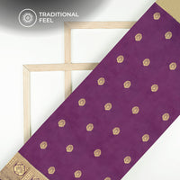 Violet Purple And Booti Golden Zari Jacquard Work Banarasi Silk Fabric
