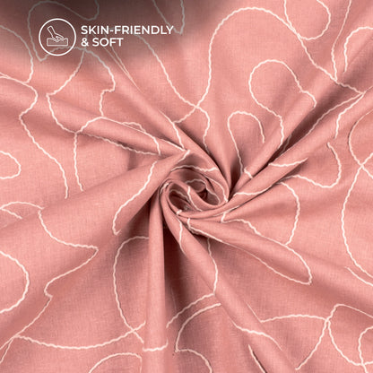Careys Pink Embroidery Threadwork Plain Pure Cotton Fabric