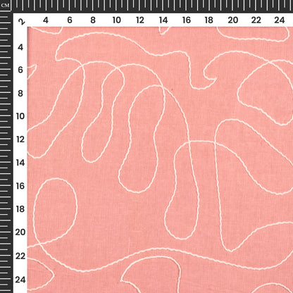 Careys Pink Embroidery Threadwork Plain Pure Cotton Fabric