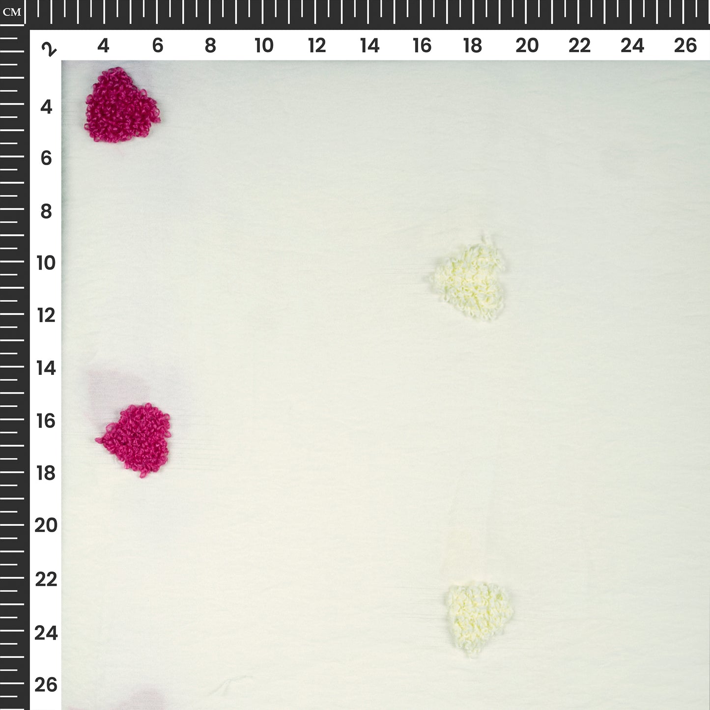 Exclusive Off White Tufted Embroidery Work Viscose Nylon Fabric