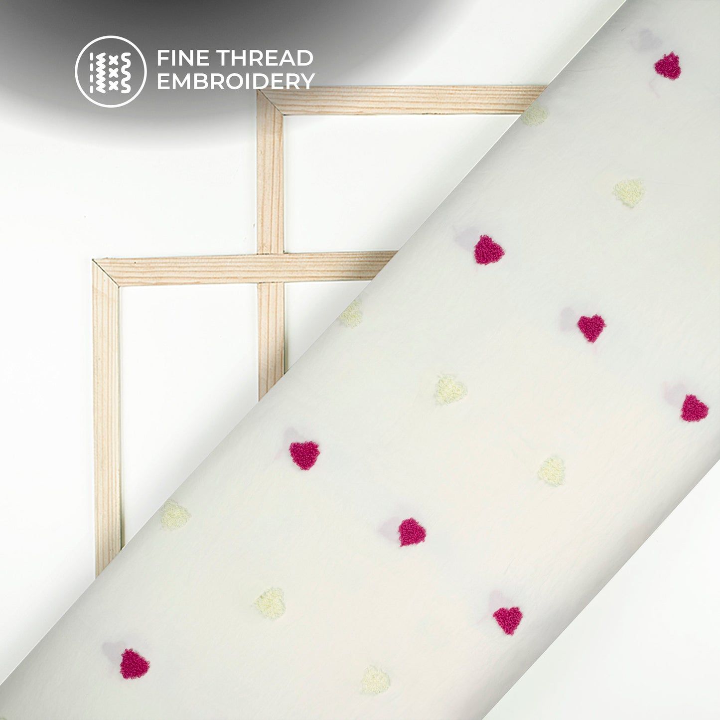 Exclusive Off White Tufted Embroidery Work Viscose Nylon Fabric