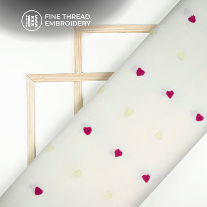Exclusive Off White Tufted Embroidery Work Viscose Nylon Fabric