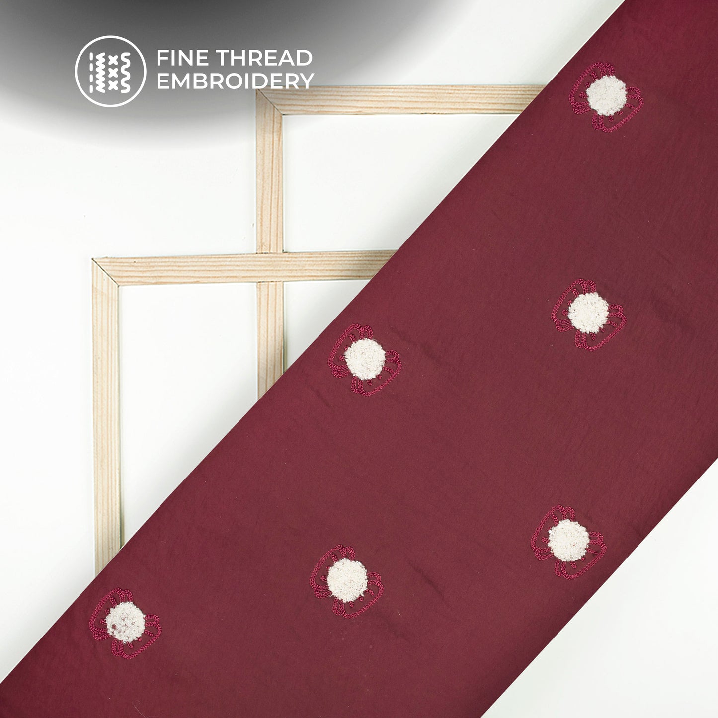Exclusive Wine Maroon Tufted Embroidery Work Viscose Nylon Fabric