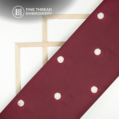Exclusive Wine Maroon Tufted Embroidery Work Viscose Nylon Fabric