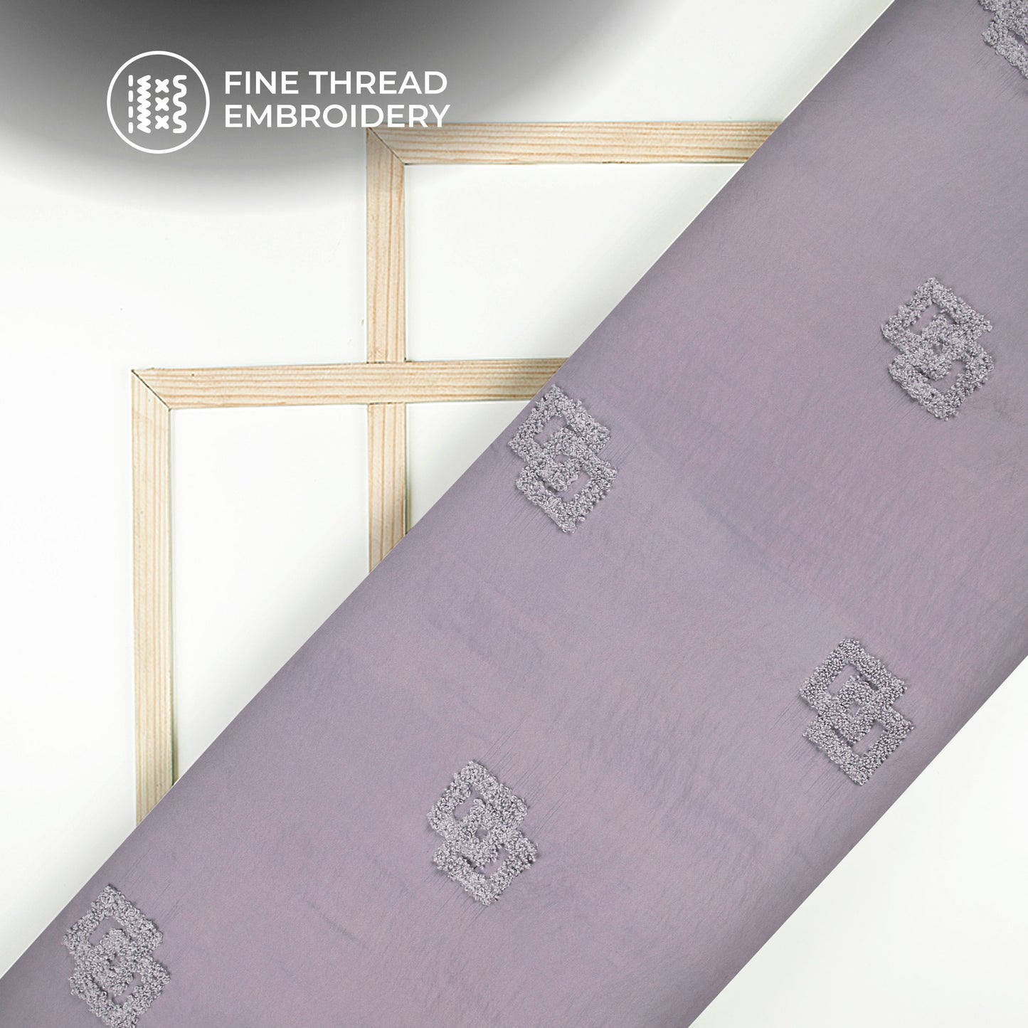 Exclusive Heather Purple Tufted Embroidery Work Viscose Nylon Fabric