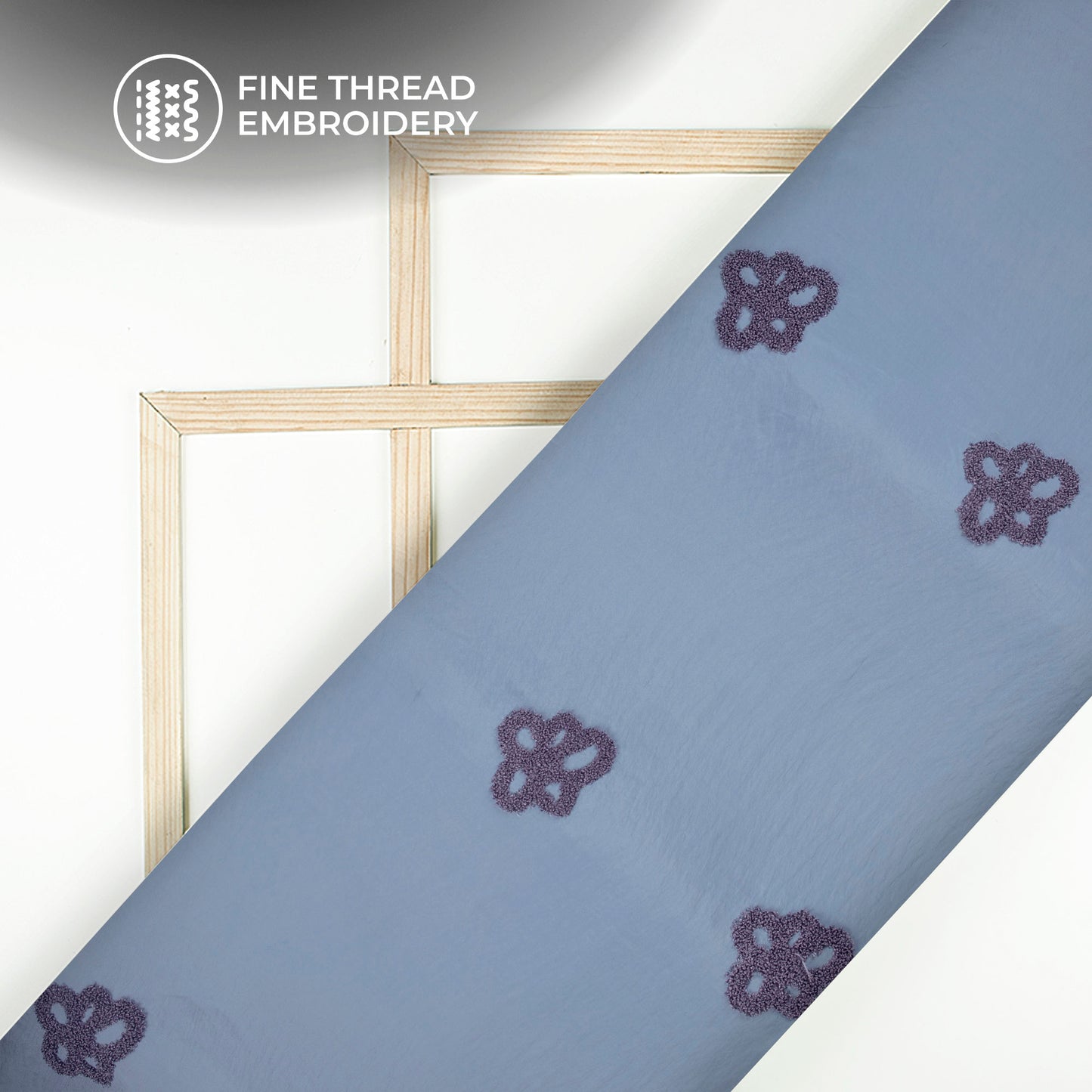 Exclusive Powder Blue Tufted Embroidery Work Viscose Nylon Fabric