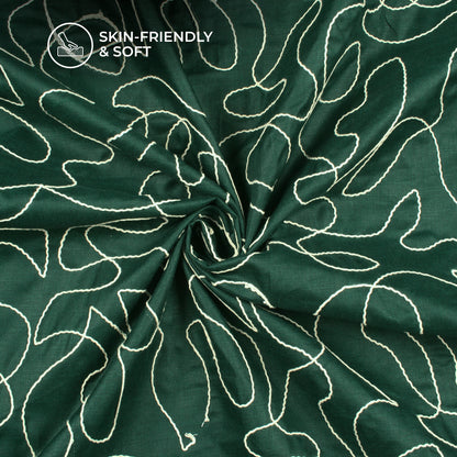 Castleton Green Embroidery Threadwork Plain Blend Cotton Slub Fabric